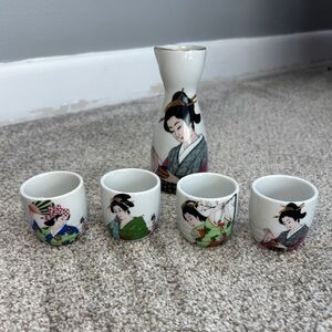 5 Pc. Japanese China FACES OF THE GEISHA Beverage Set Stamped HEISEI